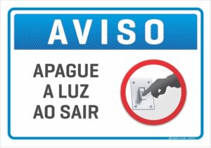 placa aviso apague a luz C3 Criação Visual