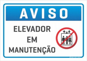 placa aviso elevador em manutencao C3 Criação Visual