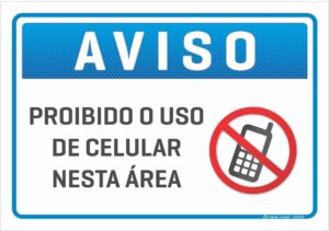 placa aviso proibido usar celular C3 Criação Visual